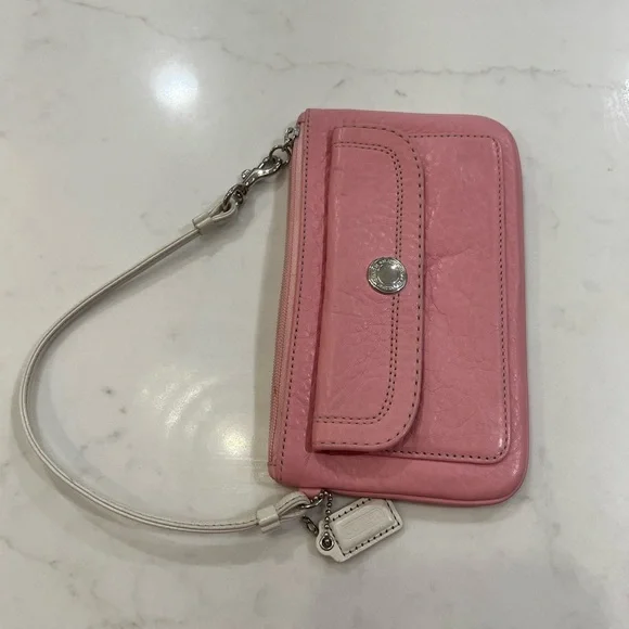 Coach Pink Leather Wristlet with Silver Accents - Picture 7 of 9